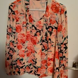 DKNY Floral Blouse - Pink and Cream